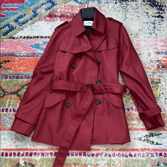 Maroon/Burgundy Coach Trench Coat (knee length) - Picture 1 of 7